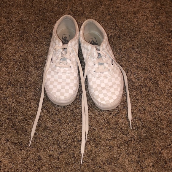All white checkered Vans - Picture 1 of 4